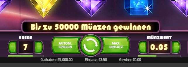 Starburst Slot Einsatzmenü